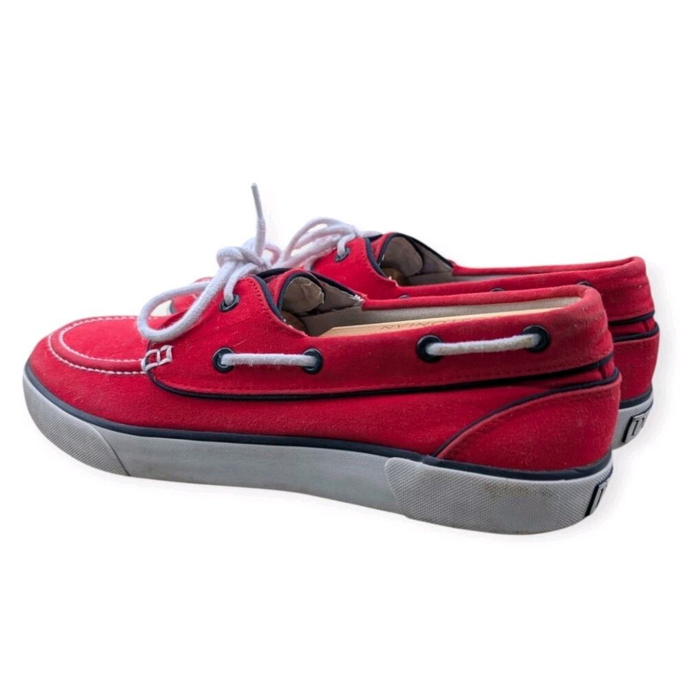 Polo Ralph Lauren Boat Sneakers Size 9.5D Red Lander Canvas - Picture 2 of 8
